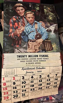1950 Sportsman's Calendar Salesman's Sample 20 Million Fishing Licenses-CLEAN!! • $19.99