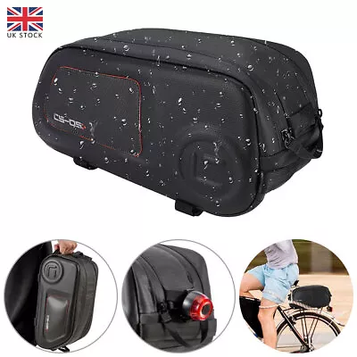 9L Waterproof Bike Pannier Rack Bag Rear Seat Saddle Trunk Bag Bicycle Bag Black • £13.30