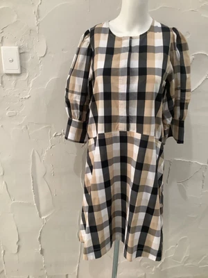 $85 • Buy ZOE KRATZMANN - Plaid, 3/4 Sleeve, Drop Waist DRESS With Pockets…size 0 (8/10)