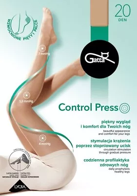 GATTA Control Press 20 Den Compression Tights Varicose Vein Prevention Comfort • £8.60