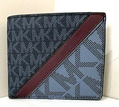 New Michael Kors Cooper Men's Billfold Wallet Admiral / Denim Multi • $49.90