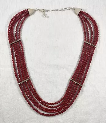 Jay King Mine Finds DRT Sterling Silver Faceted Red Stone Necklace 20” Long • $31