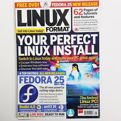 Linux Format Perfect Install Free Fedore 25 64 Bit Disc Tutorials January 2017 • £12.86
