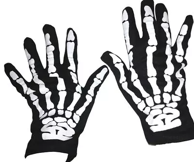 Gothic Punk Rocker SKELETON HAND BONE GLOVES Cosplay Halloween Costume Accessory • $6.97