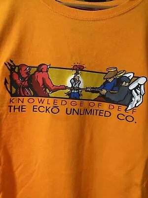 Vintage Ecko Unlimited Knowledge Of Delf Men XLOrange Graffiti Shirt Unltd • $30