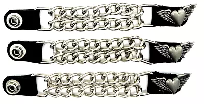 3 Heart & Wings Ladies Double Chain Motorcycle Vest Extenders Made In Usa • $17.99