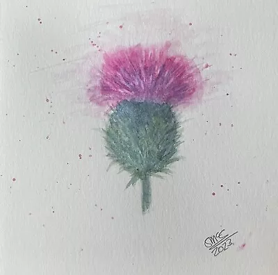 £2.95 • Buy Original Hand Painted Watercolour Greetings Card, Blank.  ‘Thistle’