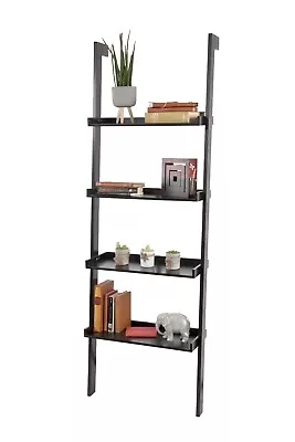 CLEARANCE Wide Ladder Leaning Bookshelf Black  50% DISCOUNT SLIGHT PAINT FLAWS • £27.99