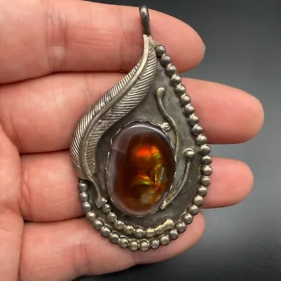 Vintage Southwestern Fire Agate Silver Pendant • $195