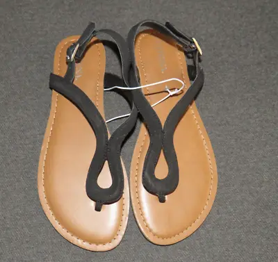 Merona Black Faux Suede Women's Size 6 Slingback Sandals Shoes • $10.99