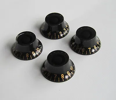 $6.99 • Buy 4x Black With Gold Number LP Guitar Top Hat Knob Bell Knobs For Les Paul