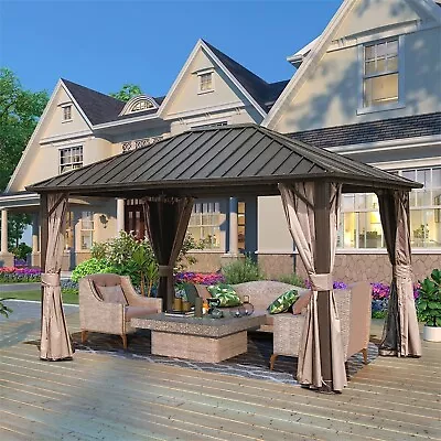 10'x12' Permanent Outdoor Galvanized Steel Roof Gazebo With Aluminum Frame • $1007.16