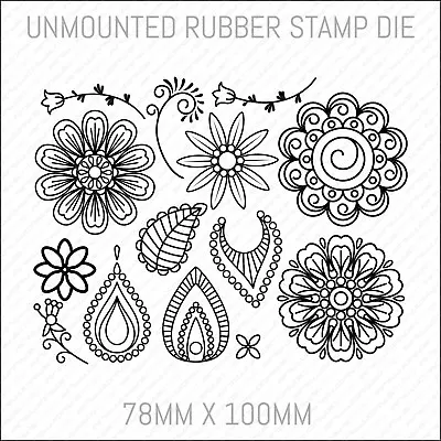 £12.57 • Buy Henna Mehndi Floral Unmounted Rubber Stamp Die - Card Making - Scrapbooking
