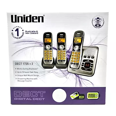 Uniden DECT1735+2 Three Handset Cordless Home Phone With Answering Machine - NEW • $89.99