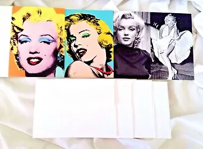 4 MARILYN MONROE Greeting Cards + Envelopes POP ART 4 Designs FULL COLOR • $9