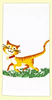 Red And White Kitchen Retro Happy Cat Flour Sack Towel #VL70 • $12.99