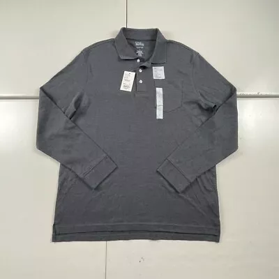 Croft & Barrow Polo Shirt Mens Large Gray Extra Soft Collared Long Sleeve • $19.99
