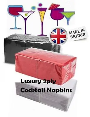 £1.39 • Buy Cocktail Napkin 2PLY Paper Party Beverage Serviette X 24CM Red/White/Black 