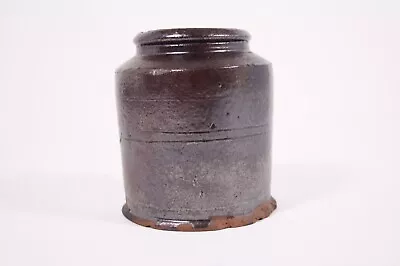 Brown Pottery Antique 4.5” Distressed Jam Jelly Jar ASIS • $34.99