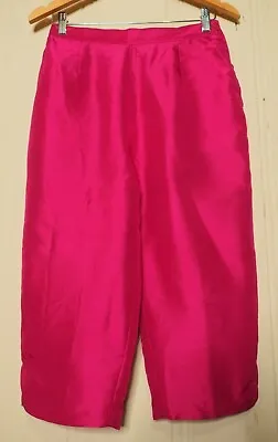 Erin London Petite 100% Silk Pants Cropped Magenta Pink Size S (27  Waist) • $21