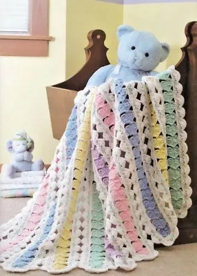 Crochet Pattern - Little Hearts Aran Baby Blanket Measures Approx. 46  X 50  • £1.99