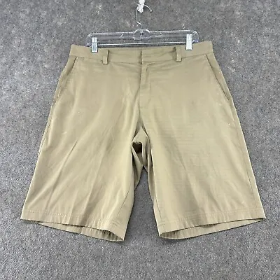 Nike Shorts Mens 32 Beige Khaki Chino Flat Front Standard Fit Golf Pockets Logo • $0.99