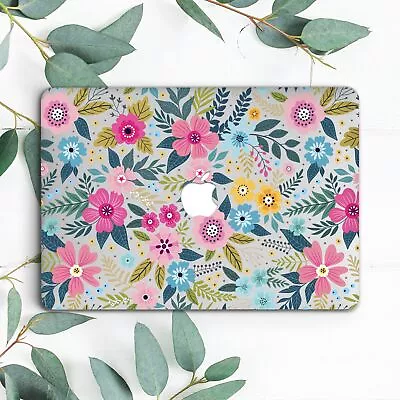 Abstract Pink Blue Flowers Clear Hard Case For Macbook Pro 13 14 15 16 Air 13 • $27.74
