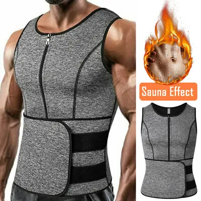 Men Neoprene Sauna Sweat Vest Body Shaper GYM Waist Trainer Fat Burner Shapewear • $21.79