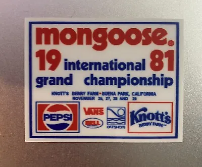 Old School Mongoose Grand National 1981 BMX Bike Decal Sticker Vintage • $15.99