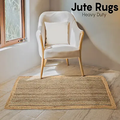 Jute Rug Natural Handmade Carpet Braided Style Runner Rustic Mats Recycled Mat • £12.95