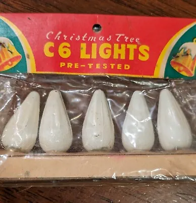 $15 • Buy Vintage Christmas Tree Light Bulbs WHITE C6 NOS IN Package Japan Fluted Cone