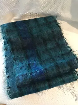 Green Plaid Scarf Scotland Mohair Wool Blend Scarf 36”x9” VGUC • $16.11