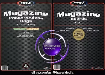 BCW Thick Magazine Bags Resealable Poly & BCW Magazine Boards 10 CT. EA. COMBO • $10.50