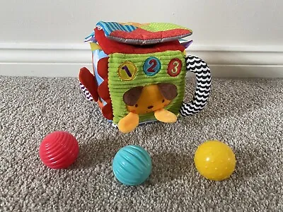 Baby Activity Sensory Music Soft Toy Plush Cube With 3 Balls • £4.99