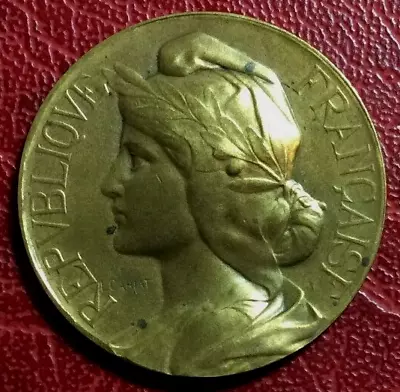 Art Nouveau Marianne Professional Education Union 1908 Medal By L. CARIAT • $29