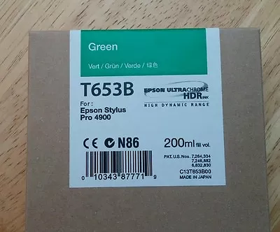 12-2015 New Genuine Epson T653B 200ml Green Ultrachrome HDR Ink 4900 • $16.89