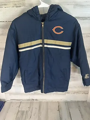 Vintage Chicago Bears Starter Jacket Small Nylon Bomber Coat W/ Hood VTG NFL 90s • $69.99
