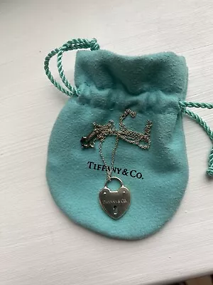 £150 • Buy Tiffany & Co Heart Lock Charm Sterling Silver Necklace With Bag