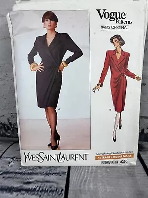 Vintage Vogue Yves  Saint Laurent Dress Sewing Pattern # 2363 Uncut FF 12 • $17.49