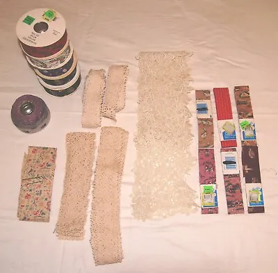 Vintage Lace & Fabric Ribbon Lot (Christmas & Everyday) • $11.99