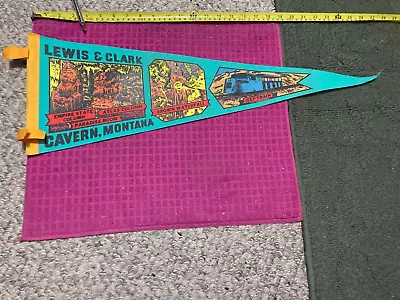 VTG FULL SIZE LEWIS & CLARK CAVERNS MONTANA PENNANT Jeep Train PARADISE ROOM • $19.69