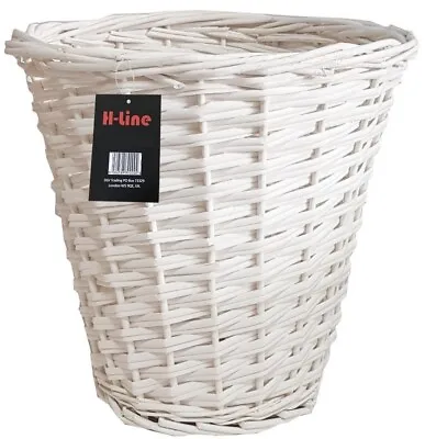 Wicker Willow Basket White Storage Bin Waste Paper Bathroom Country Style Bin • £10.99