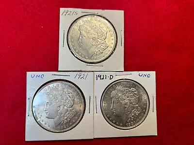 Silver Morgan Dollar 3 Coin Lot  1921  1921-D  1021-S • $75