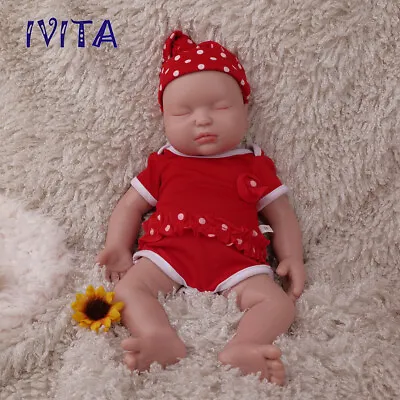 IVITA 15'' Full Body Soft Silicone Reborn Baby Girl Sleeping Vivid Silicone Doll • $69.30