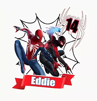 Personalised Marvel's Spiderman 2 Miles Morales Cake Topper Birthday Party • £6