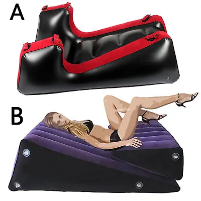 Inflatable Sofa Sex Pillow Love Position Chair Cuffs Adult Cushion For Couples • £13.98