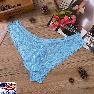 $5.99 • Buy Sissy Pouch Panties Men Lace Bikini Briefs G-String Thongs Low Rise Underwear