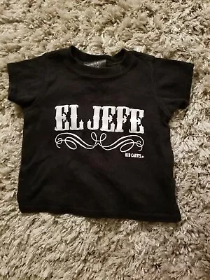 Infant Baby Sz 6 Mo EL JEFE Mexican Pride Funny Spanish Humor Black T Shirt Tee • $15.99