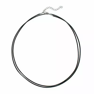 92cm-36  Extra Long Black PU Leather Cord Necklace With Clasp String For Pendant • £11.99