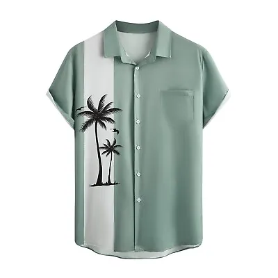 Men's Vintage Golf  Bowling Shirt Short Sleeve Button Down Hawaiian Beach US • $21.36